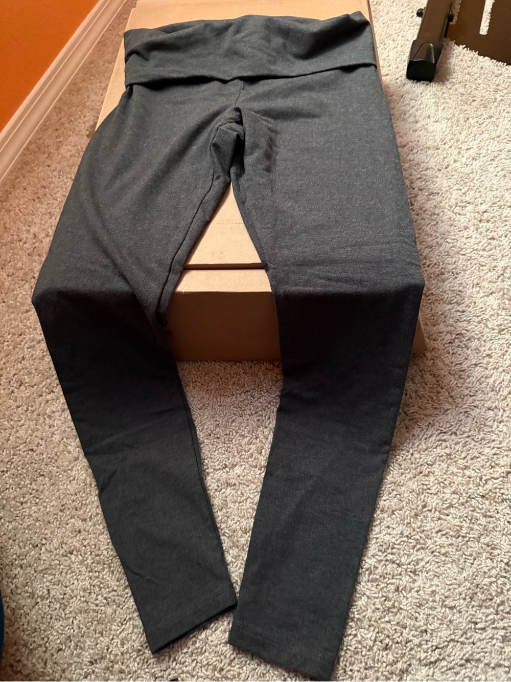 Gray Fold-Over Waist Leggings